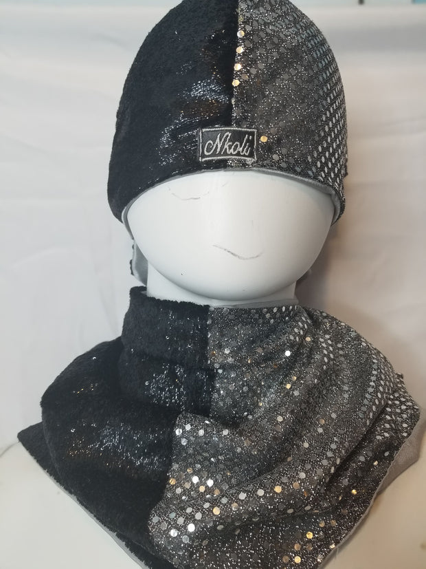 PRINCE COLAVITO - AFRICAN DRIP -SILVER FASHION DU-RAG WITH MATCHING SCARF SET